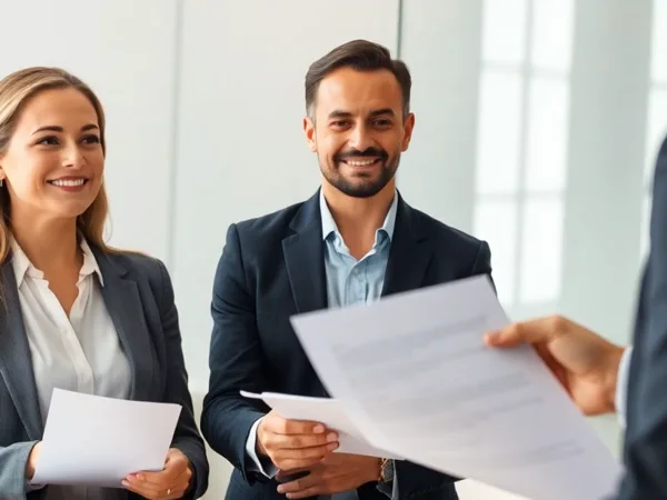 couple smiling and holding legal documents after successful child support dispute resolution