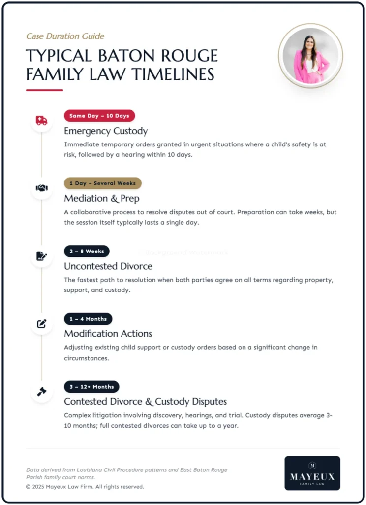 baton rouge family law case timeline infographic navy border