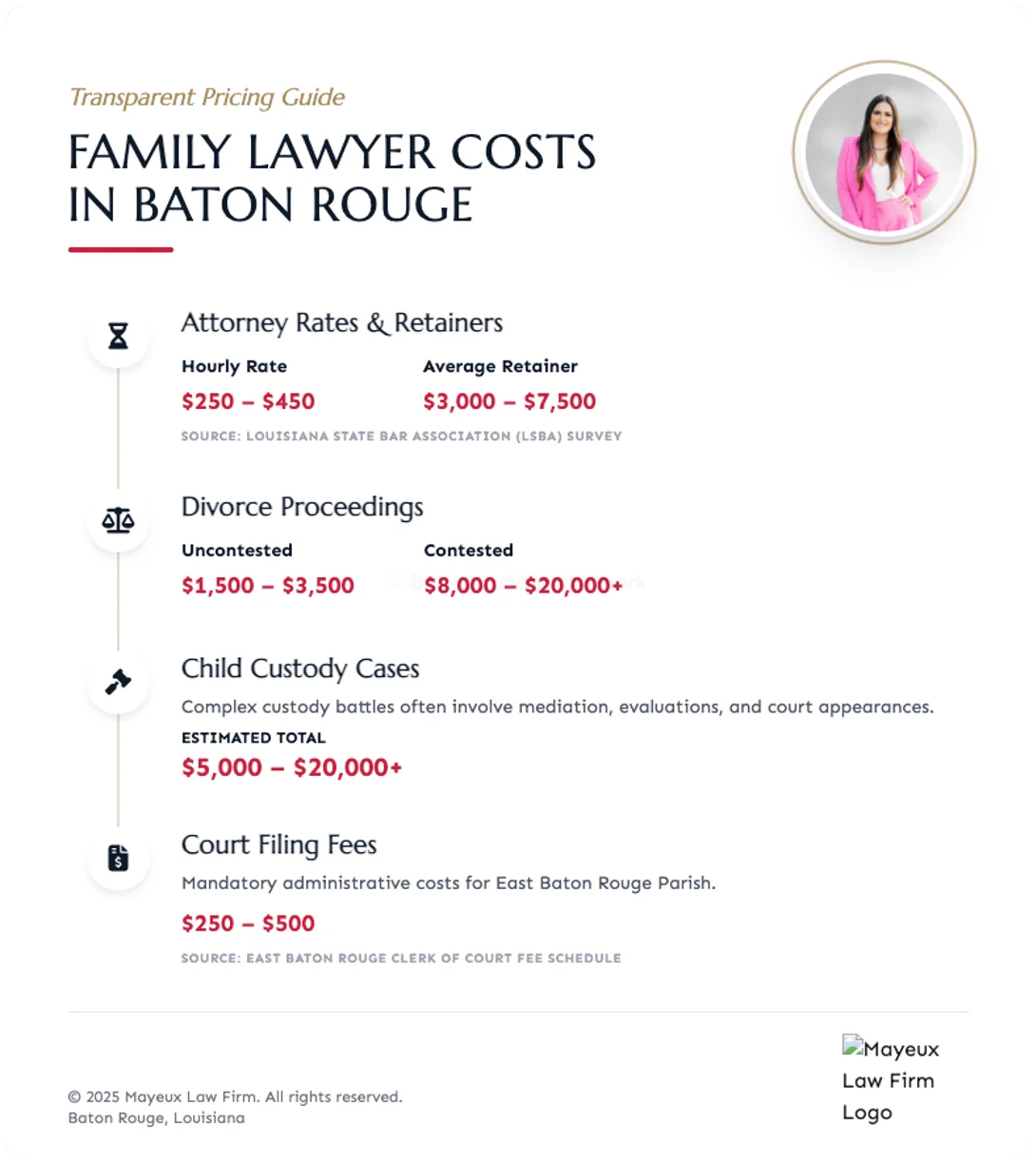 family lawyer costs baton rouge 2026